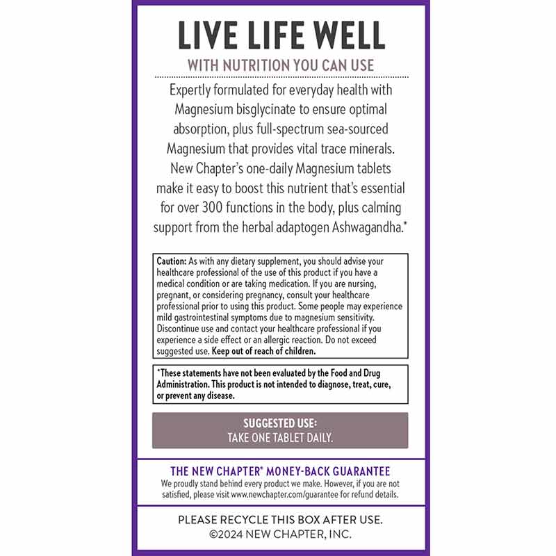 Magnesium + Ashwagandha, 60 Vegan Tablets, by New Chapter, image #3