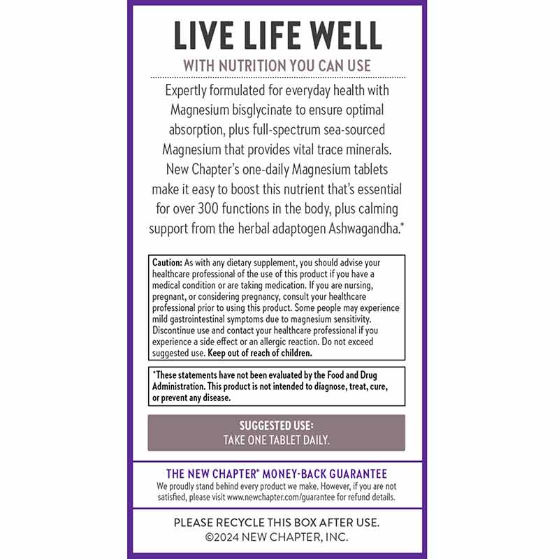 Magnesium + Ashwagandha, 90 Vegan Tablets, by New Chapter, image #3