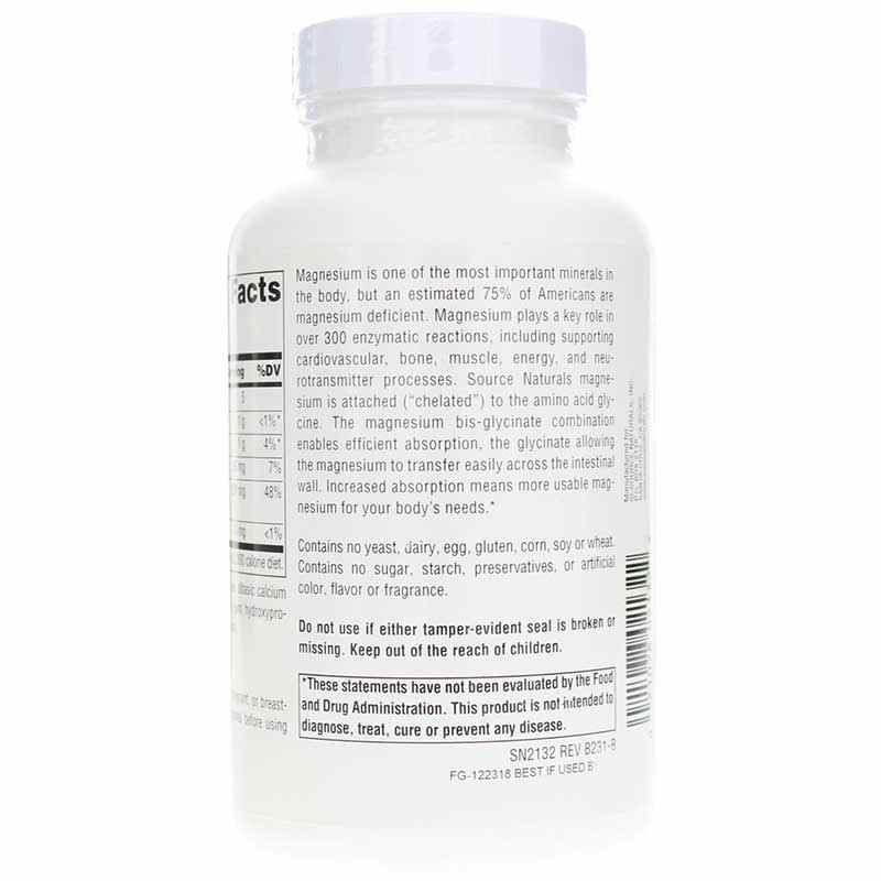 Magnesium Bis-Glycinate, 120 Tablets, by Source Naturals, image #3