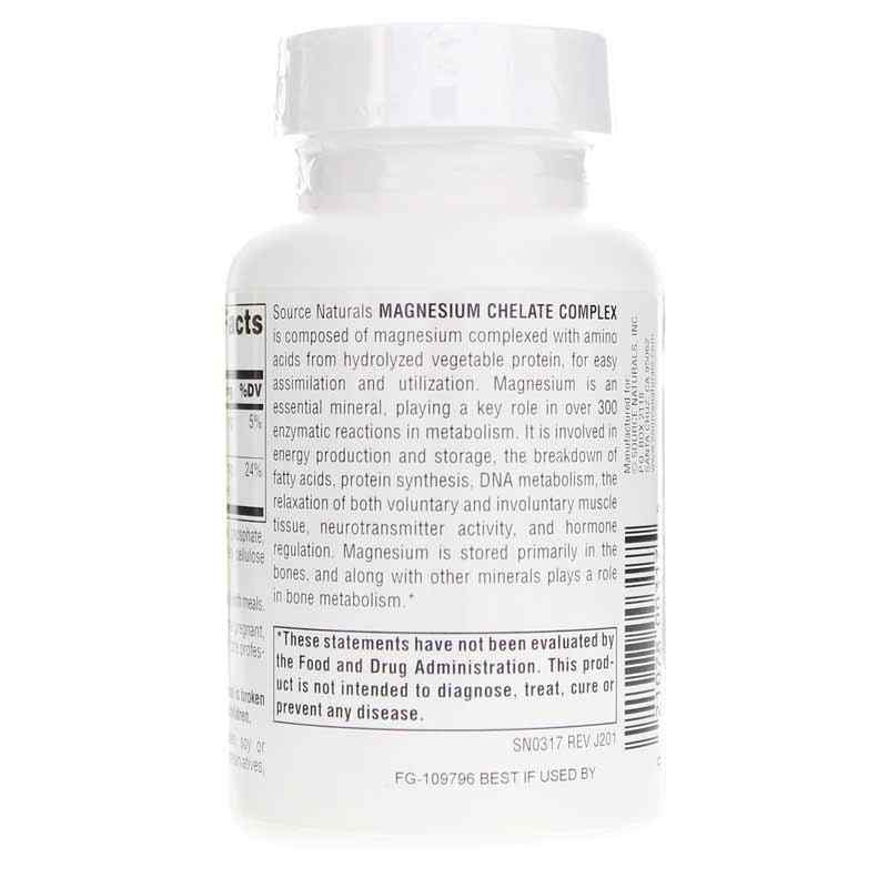 Magnesium Chelate Complex, 100 Tablets, by Source Naturals, image #3