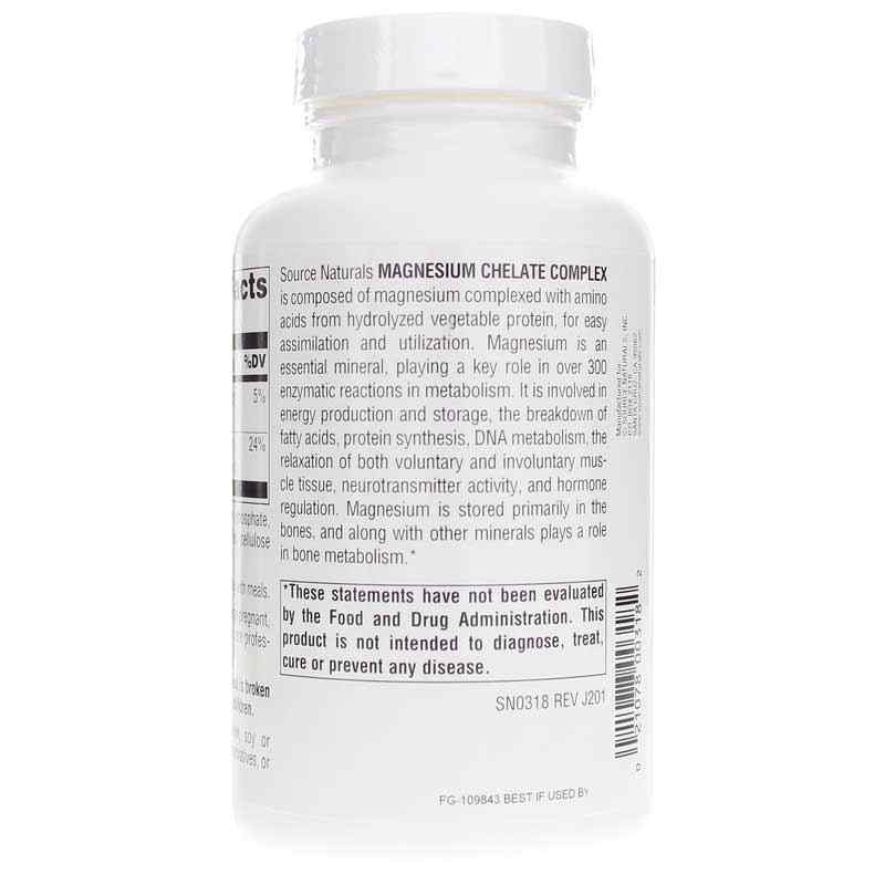 Magnesium Chelate Complex, 250 Tablets, by Source Naturals, image #3