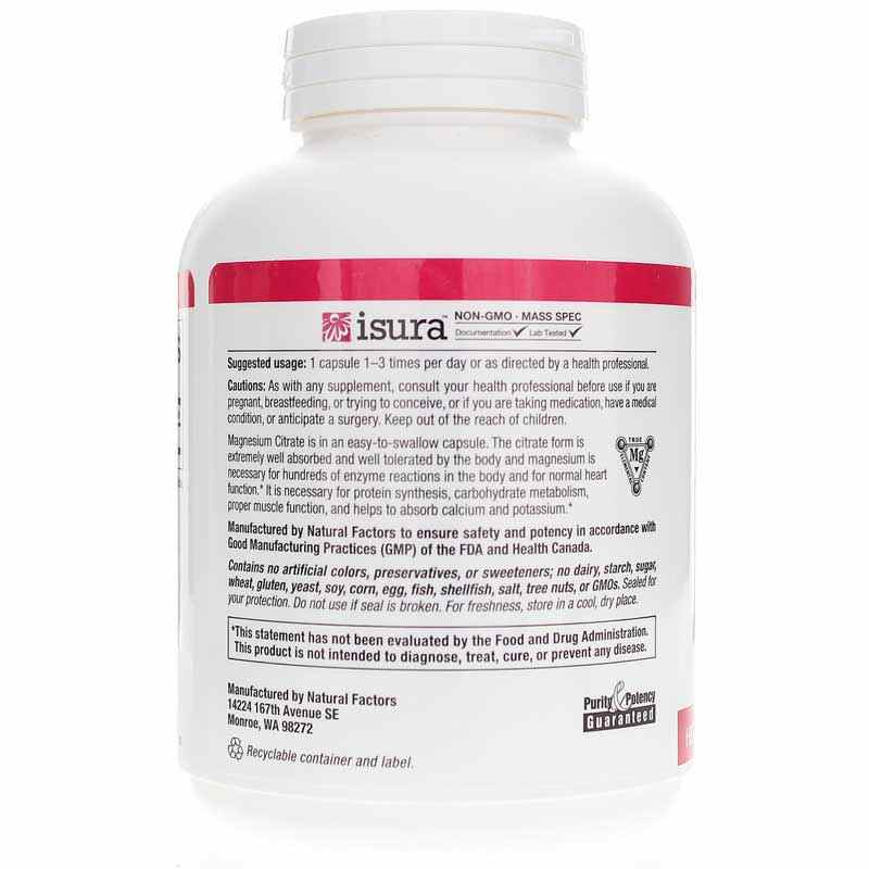 Magnesium Citrate 150 Mg, 180 Capsules, by Natural Factors, image #3