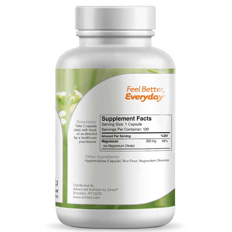 Magnesium Citrate 200 Mg, 120 Capsules, by Zahler, image #3