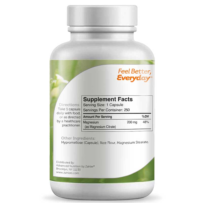 Magnesium Citrate 200 Mg, 250 Capsules, by Zahler, image #3