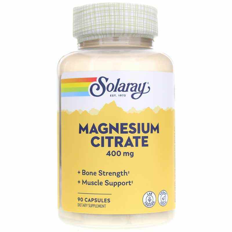 Magnesium Citrate 400 Mg, 90 Veg Capsules, by Solaray