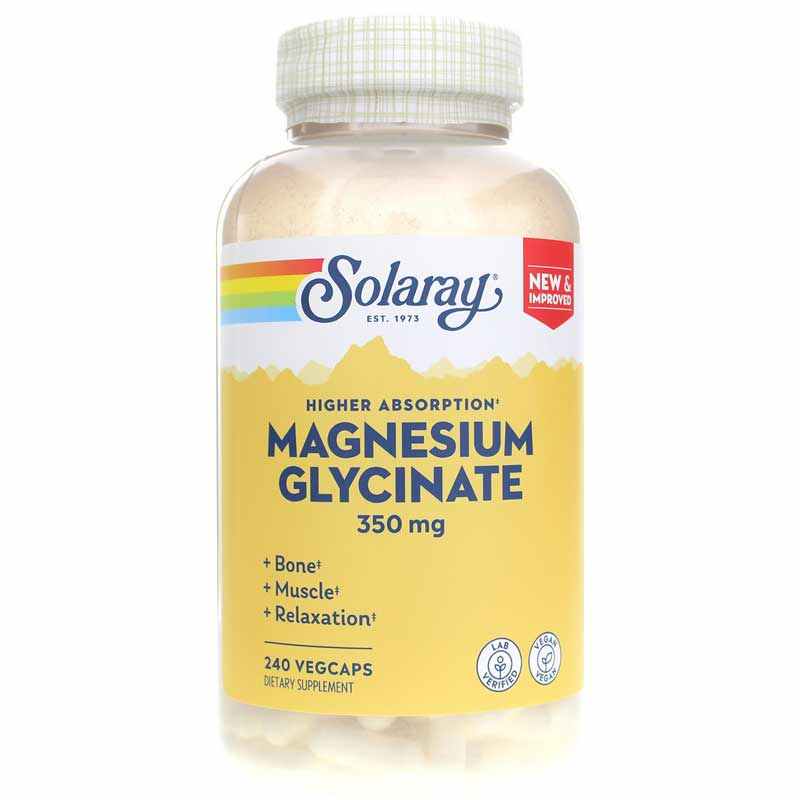 Magnesium Glycinate 350 Mg, 240 Veg Capsules, by Solaray
