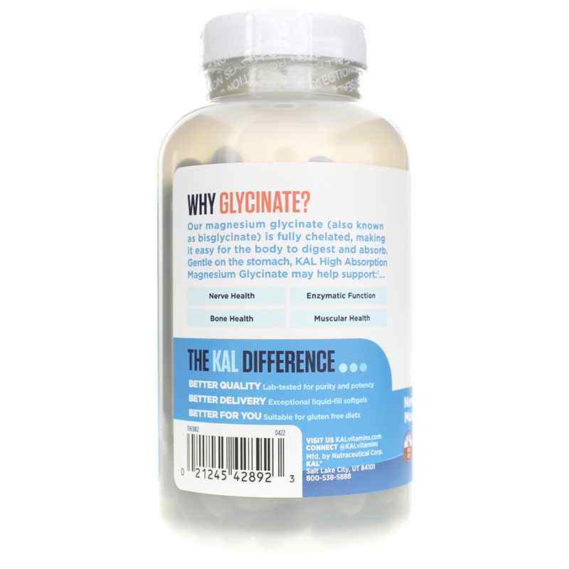 Magnesium Glycinate ActivGels, 180 Softgels, by Kal, image #3