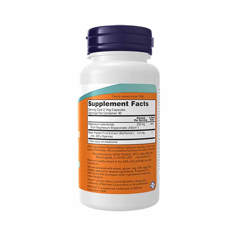 Magnesium Glycinate with BioPerine, 60 Veg Capsules, by NOW Foods, image #2