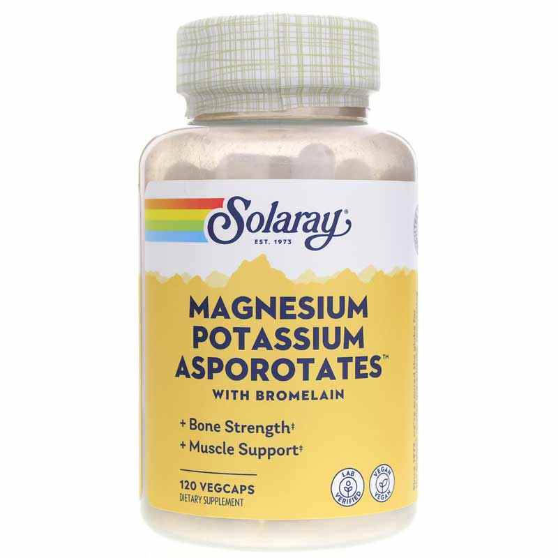 Magnesium & Potassium Asporotates with Bromelain, 120 Veg Capsules, by Solaray