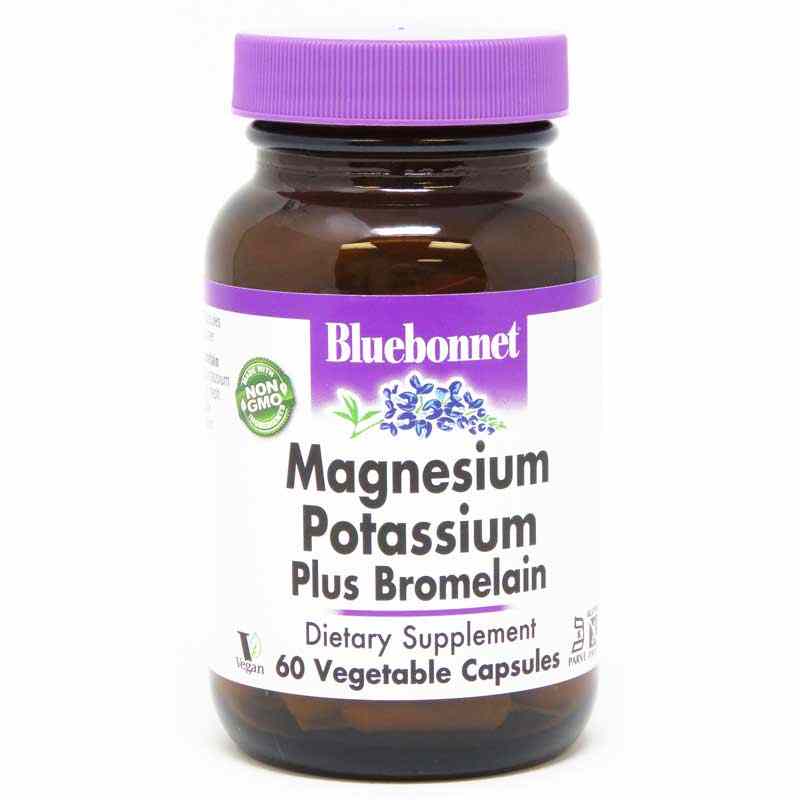 Magnesium Potassium + Bromelain, 60 Veg Capsules, by Bluebonnet