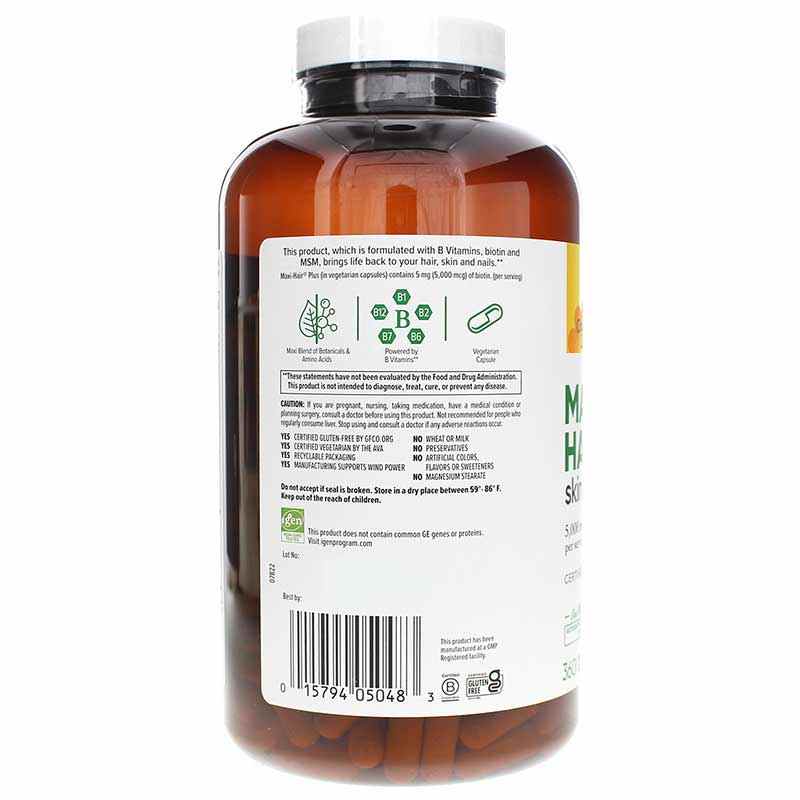 Maxi-Hair Plus Skin & Nails, 360 Veg Capsules, by Country Life, image #3