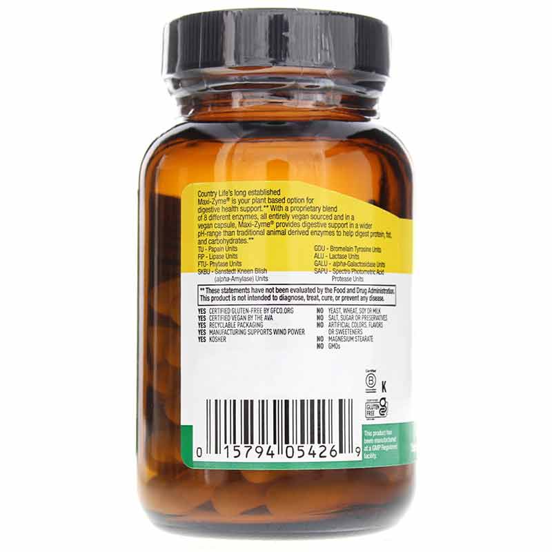Maxi-Zyme, 60 Vegan Capsules, by Country Life, image #3