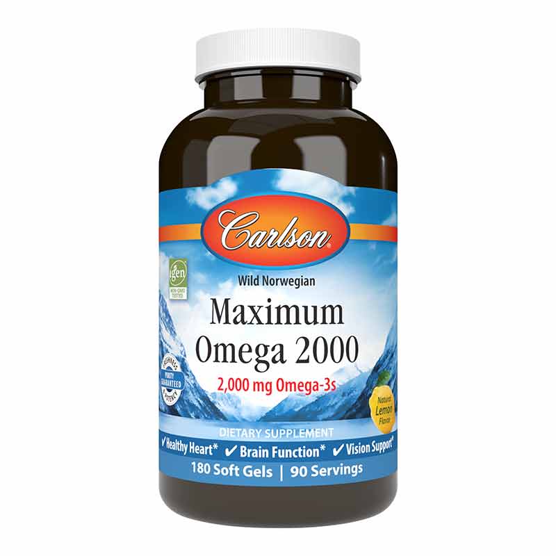 Maximum Omega 2000, 180 Softgels, by Carlson Labs