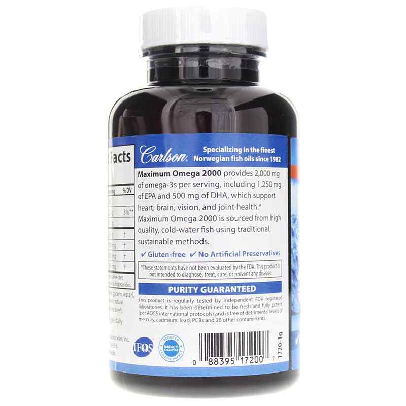 Maximum Omega 2000, 60 Softgels, by Carlson Labs, image #3