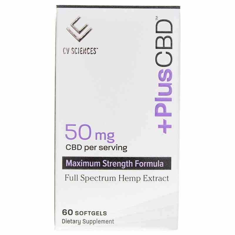 Maximum Strength Hemp Extract Softgels 50 Mg, 60 Softgels, by PlusCBD Oil