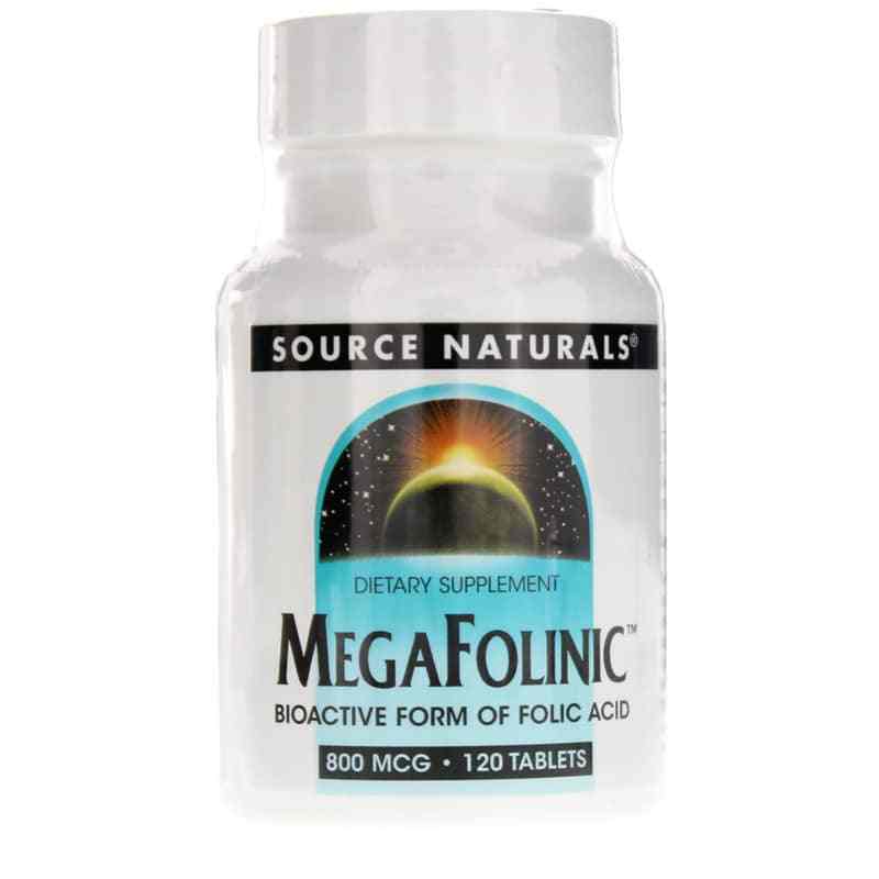 MegaFolinic 800 Mcg, 120 Tablets, by Source Naturals