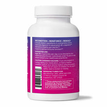 White bottle with purple and magenta label containing gummies by Microbiome Labs.