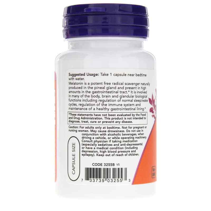 Melatonin 3 Mg, 60 Veg Capsules, by NOW Foods, image #3