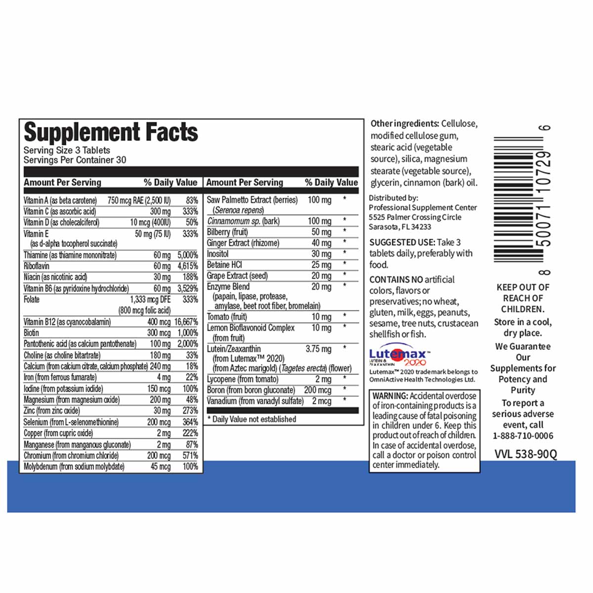 Men's 45+ Multivitamin, by Professional Supplement Center