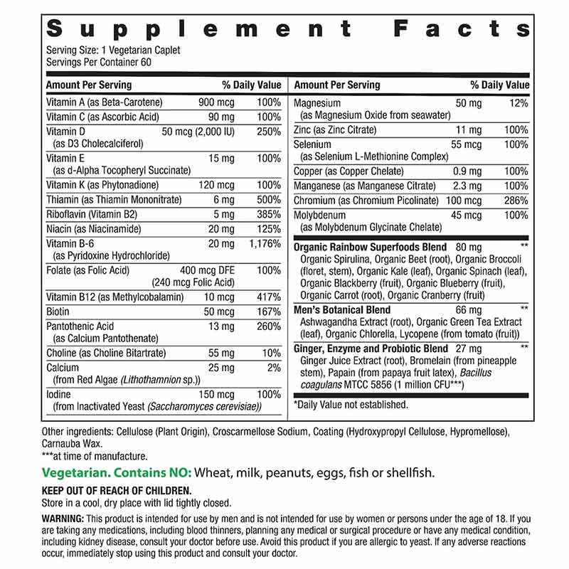 Men's One Multivitamin, 60 Tablets, by Rainbow Light, image #2