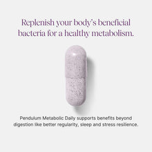 Pendulum Metabolic Daily capsule supplement in lavender with visible texture on light background.