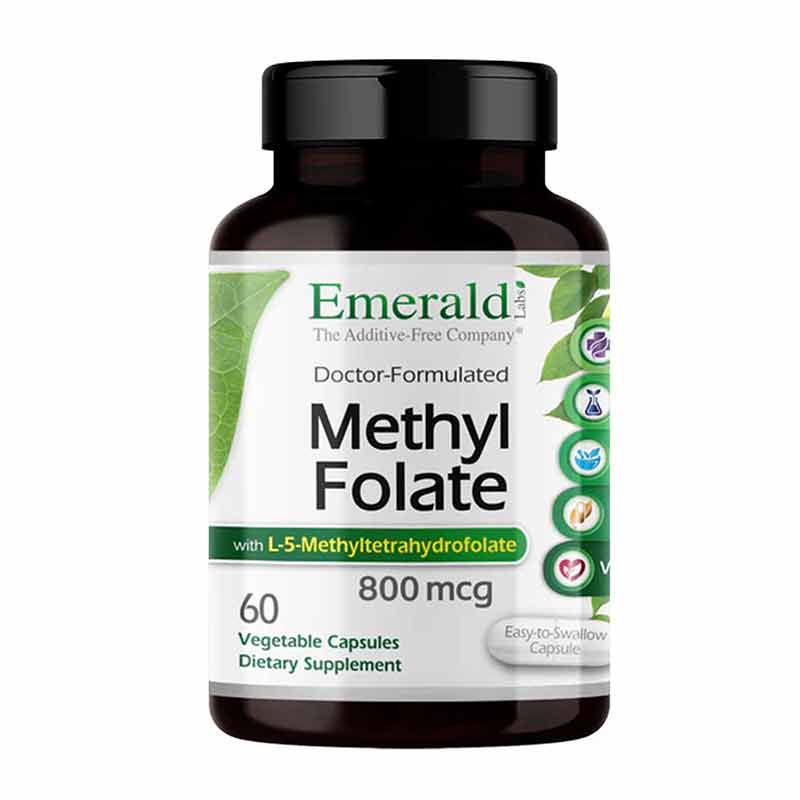 Methyl Folate with L-5-Methyltetrahydrofolate, 60 Veg Capsules, by Emerald