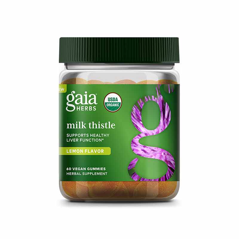 Milk Thistle Gummies Lemon Flavor, 60 Vegan Gummies, by Gaia Herbs