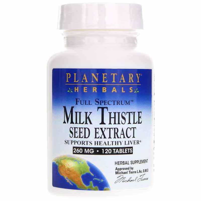 Milk Thistle Seed Extract 260 Mg Full Spectrum, 120 Tablets, by Planetary Herbals