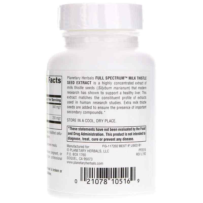 Milk Thistle Seed Extract 260 Mg Full Spectrum, 120 Tablets, by Planetary Herbals, image #3