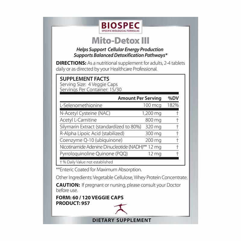 Mito-Detox III, 120 Veg Capsules, by BioSpec, image #2