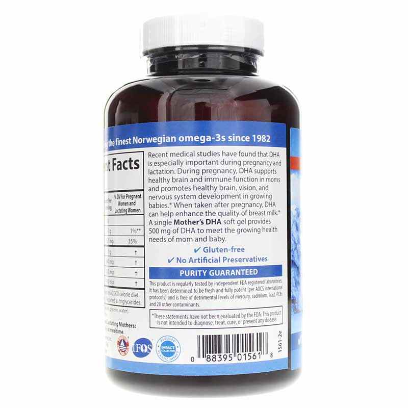 Mother's DHA 500 Mg, 120 Softgels, by Carlson Labs, image #3