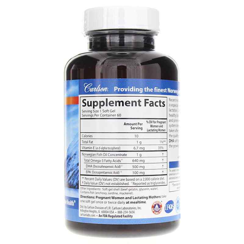 Mother's DHA 500 Mg, 60 Softgels, by Carlson Labs, image #2