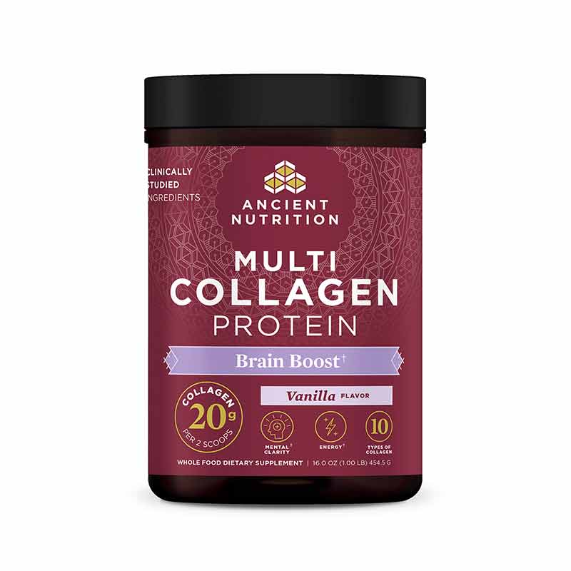 Multi Collagen Protein Powder Plus, Brain Boost, 16 Oz, by Ancient Nutrition