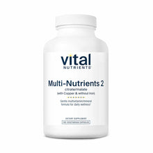 White bottle of Vital Nutrients Multi-Nutrients 2 multivitamin supplement with 180 vegetarian capsules.