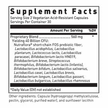 Supplement Facts label for Multi Probiotic 40 Billion showing serving size, ingredients, and 40 billion CFU proprietary blend
