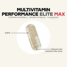 Beige capsule supplement with size measurement of 0.87 inches, shown against white background.