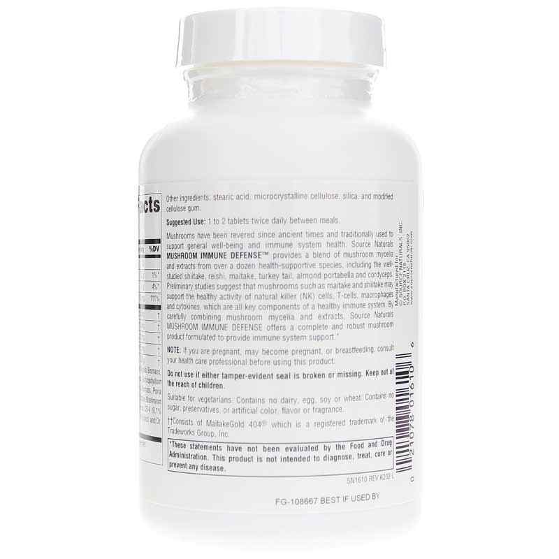 Mushroom Immune Defense, 120 Tablets, by Source Naturals, image #3