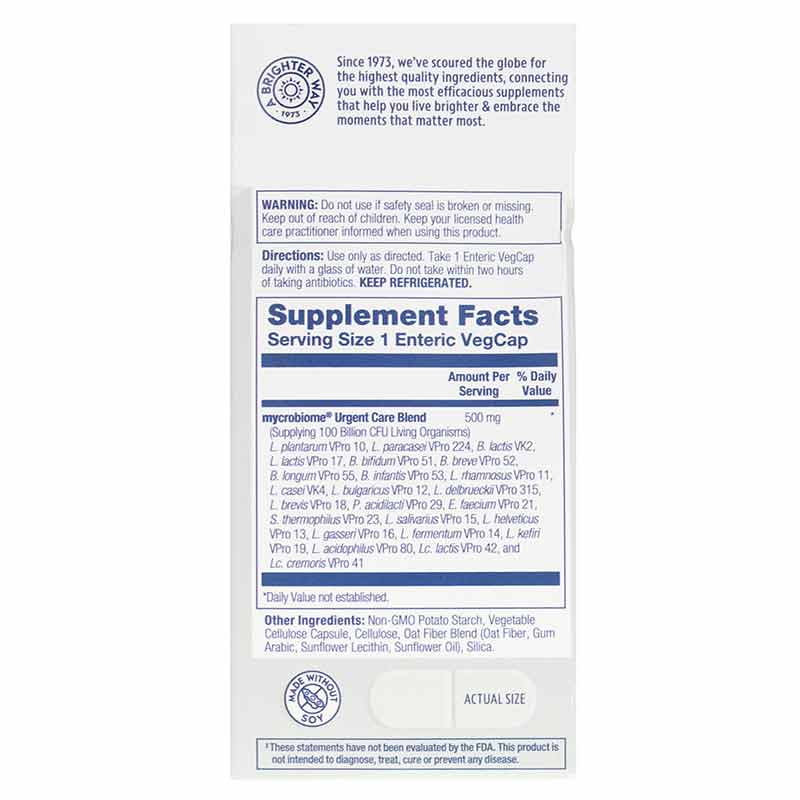 Mycrobiome Probiotic 100 Billion CFU, Urgent Care Formula, by Solaray, image #3