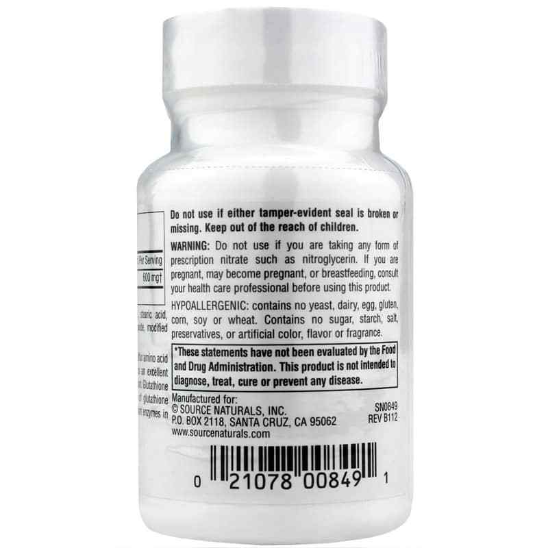 N-Acetyl Cysteine 600 Mg, 30 Tablets, by Source Naturals, image #3