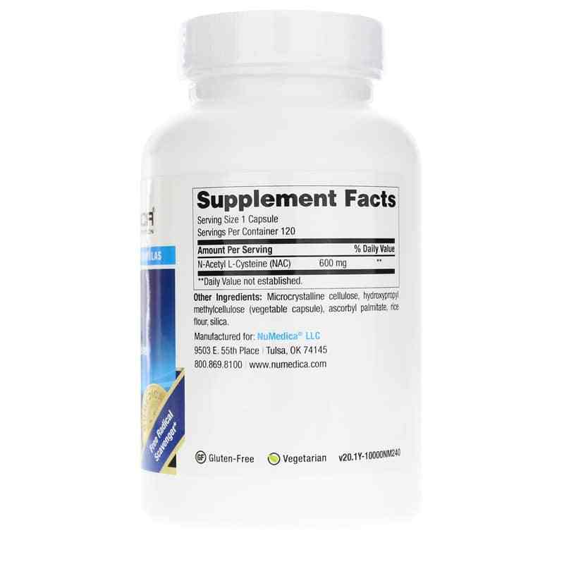 NAC N-Acetyl L-Cysteine, 120 Veg Capsules, by NuMedica, image #2