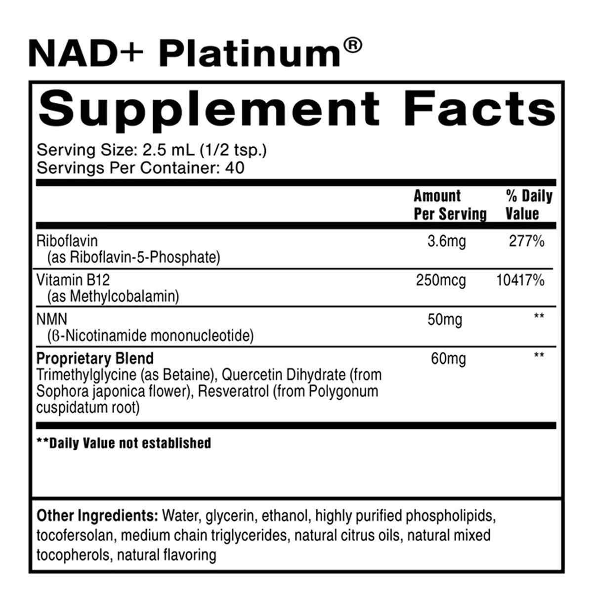 NAD+ Platinum, 3.38 Oz, by Quicksilver Scientific