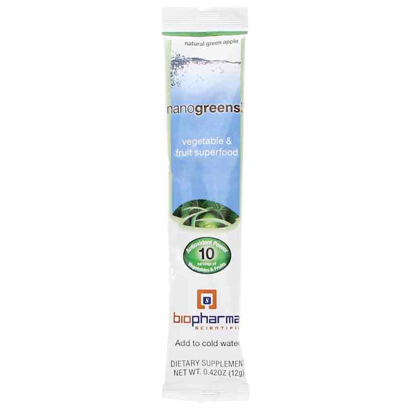NanoGreens 10, Green Apple, 1 Packet, by Biopharma