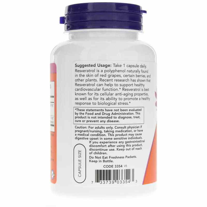 Natural Resveratrol 200 Mg, 120 Veg Capsules, by NOW Foods, image #3