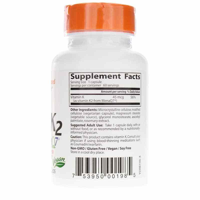Natural Vitamin K2 MK-7 45 Mcg, 60 Veg Capsules, by Doctors Best, image #2