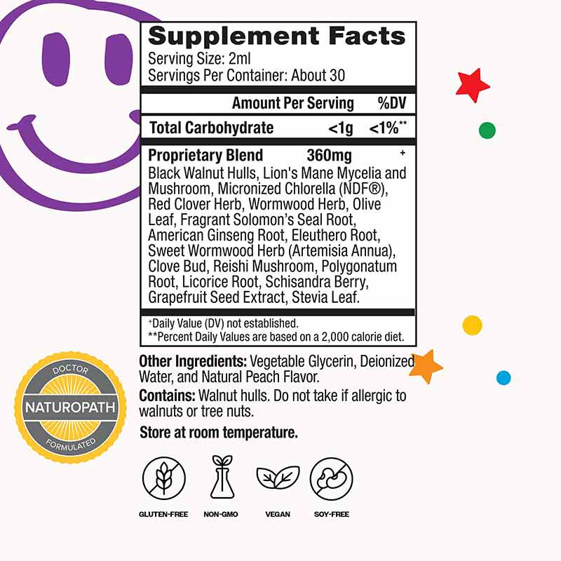 NDF Happy Herbal Drops, Peach, 4 Oz, by BioRay Kids, image #2