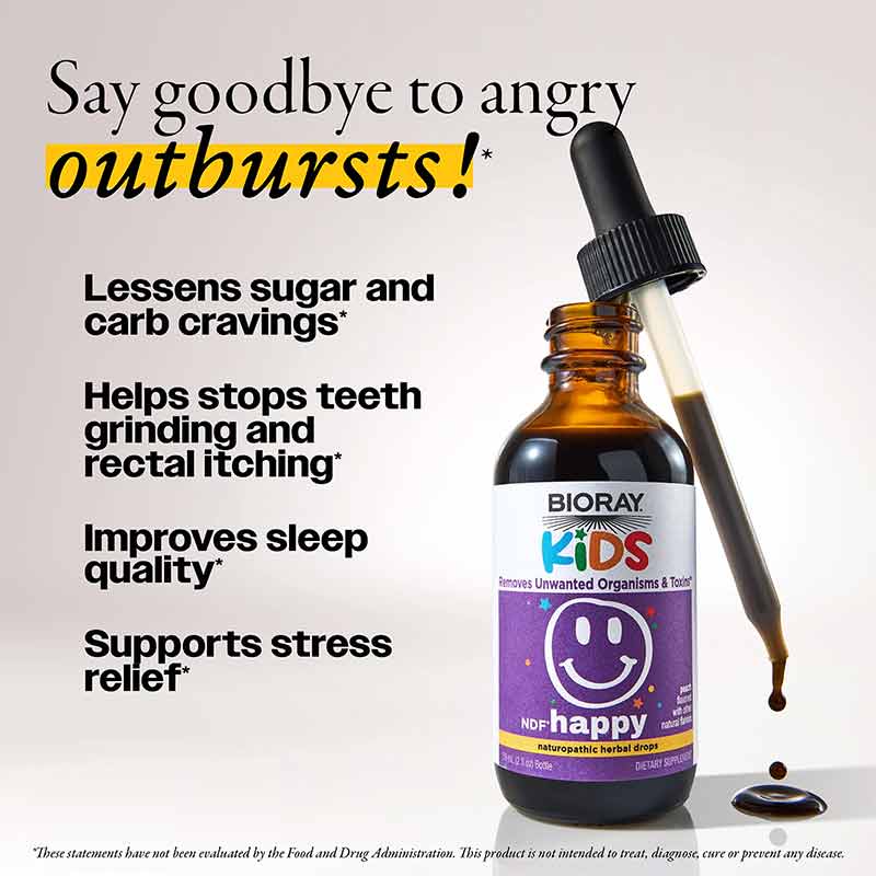 NDF Happy Herbal Drops, Peach, 4 Oz, by BioRay Kids, image #4