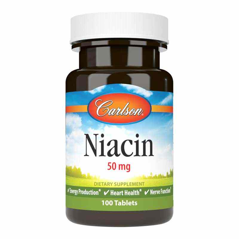 Niacin 50 Mg, 100 Tablets, by Carlson Labs