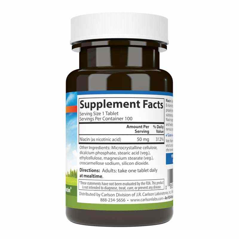 Niacin 50 Mg, 100 Tablets, by Carlson Labs, image #2