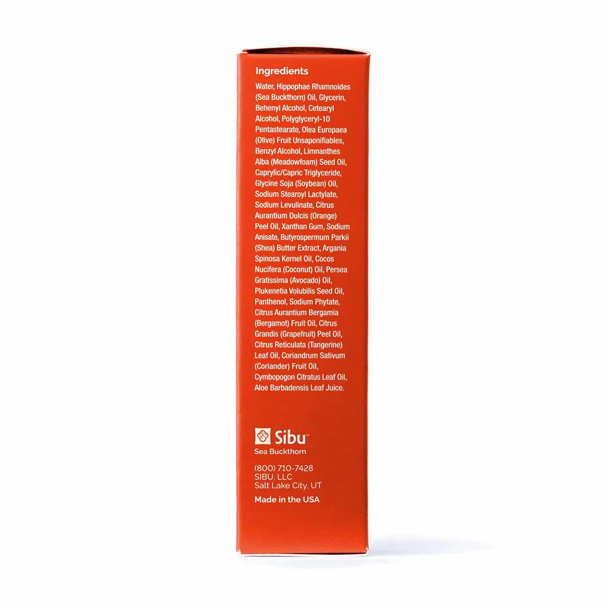 Sibu Beauty nourishing face cream 1 oz box with orange packaging displaying ingredients list and brand information.