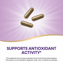 Three olive-colored capsules on a purple background with radiating light effect.